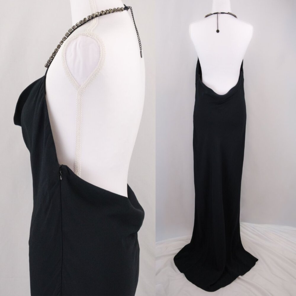 Stella McCartney Plunge Crystal Halterneck Floor-Length Maxi Dress, Black, IT 40 - Picture 4 of 13